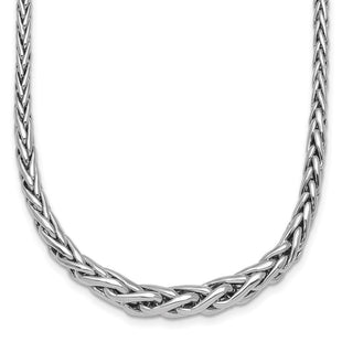 Sterling Silver Rhodium-plated Fancy Graduated Braided Link with Extender Necklace (Style QG6914-16)