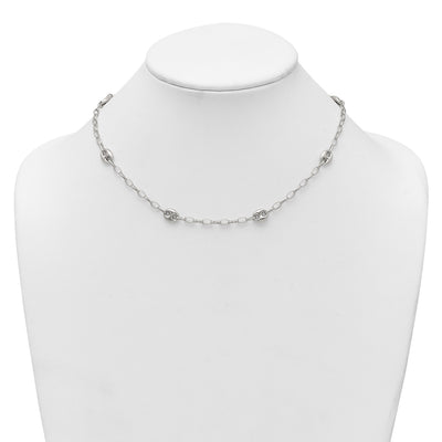Sterling Silver Puffed Anchor/Mariner Link and Chain Necklace