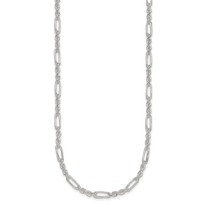 Sterling Silver Polished Figaro Rope Necklace