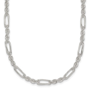 Sterling Silver Polished Figaro Rope Necklace