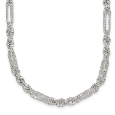 Sterling Silver Polished Textured Figaro Rope Necklace