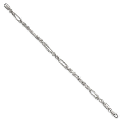 Sterling Silver Polished Textured Figaro Rope Necklace
