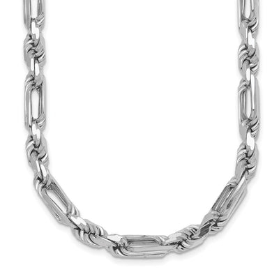 Sterling Silver Rhodium-plated Polished Figaro Rope Chain Bracelet, 8 x 5.4mm