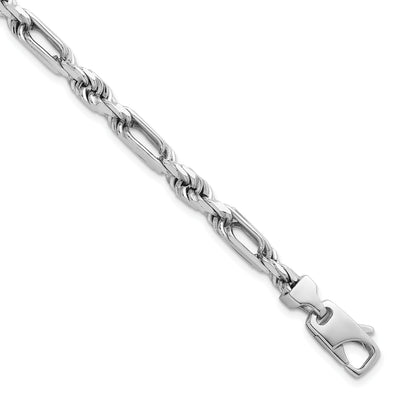 Sterling Silver Rhodium-plated Polished Figaro Rope Chain Bracelet, 8 x 5.4mm