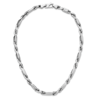 Sterling Silver Rhodium-plated Polished Figaro Rope Chain Necklace, 20 x 7.9mm