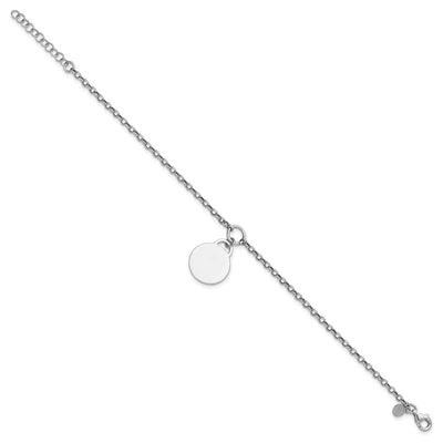 Sterling Silver Rhodium-plated Polished with extender Round Disc Bracelet