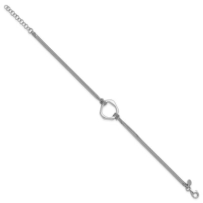 Sterling Silver Rhodium-plated Polished with extender Abstract 2-Strand Bracelet