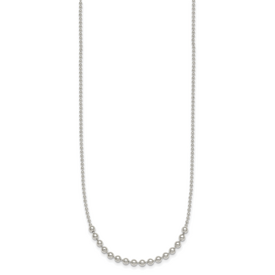 Sterling Silver Polished Center Beaded Necklace