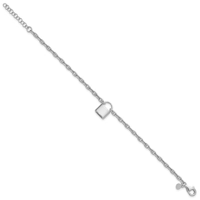 Sterling Silver Rhodium-plated with extender Lock Bracelet