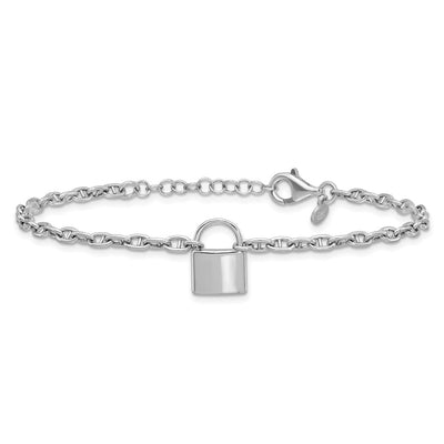 Sterling Silver Rhodium-plated with extender Lock Bracelet