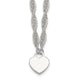 Sterling Silver Polished Fancy Engravable Heart Disc on Rope Chain with Extension Necklace