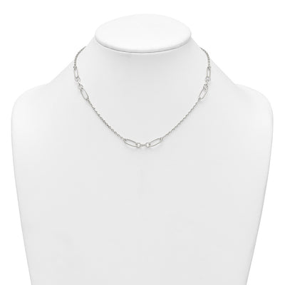 Sterling Silver Polished and Textured Fancy Link and Chain Necklace