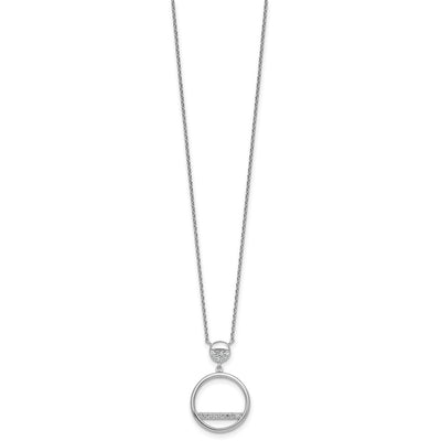 Sterling Silver Rhodium-plated Polished CZ Divided Circle Necklace