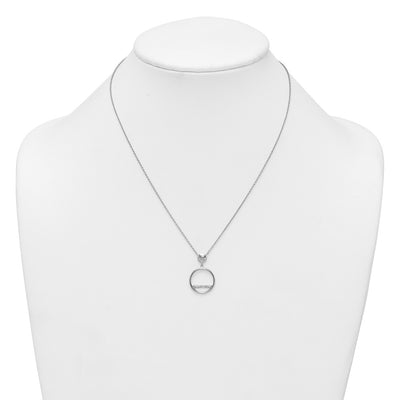 Sterling Silver Rhodium-plated Polished CZ Divided Circle Necklace