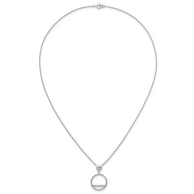 Sterling Silver Rhodium-plated Polished CZ Divided Circle Necklace