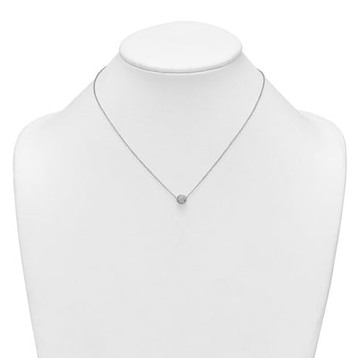 Sterling Silver Polished Pavé CZ Circle with Extension Necklace, 18 x 7.2mm