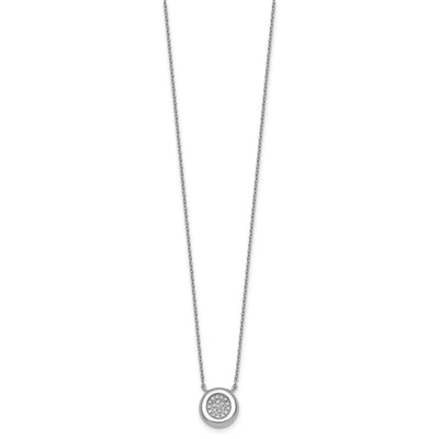 Sterling Silver Rhodium-plated CZ Round Cluster with Extension Necklace