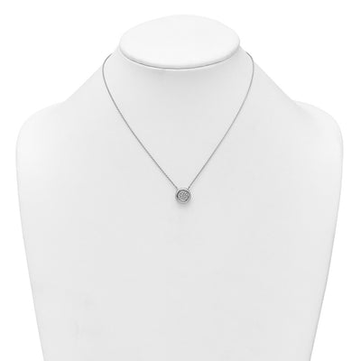 Sterling Silver Rhodium-plated CZ Round Cluster with Extension Necklace