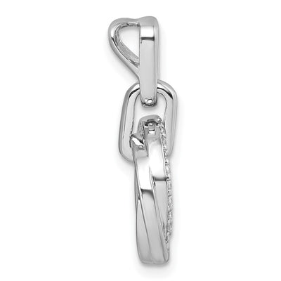 Sterling Silver Rhodium-plated Polished White CZ Circle Twist Pendant