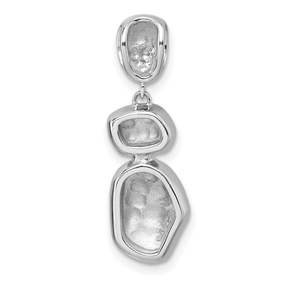 Sterling Silver Rhodium-plated Brushed and Polished Crystal Chain Slide Pendant