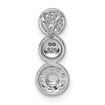 Sterling Silver Rhodium-plated Polished and Satin CZ 3-Circles Chain Slide Pendant