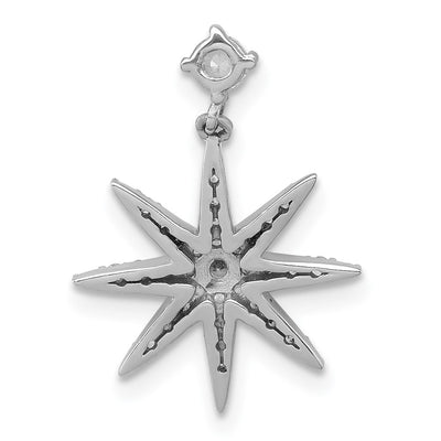 Sterling Silver Rhodium-plated Polished CZ Star Chain Slide Pendant