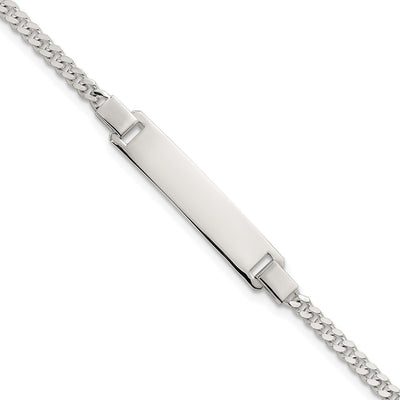 Sterling Silver Polished Curb Link Childrens ID Bracelet