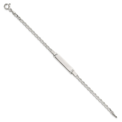 Sterling Silver Polished Anchor Link Childrens ID Bracelet