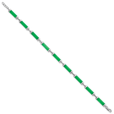 Sterling Silver Rhodium-plated Polished Jade Bars Bracelet