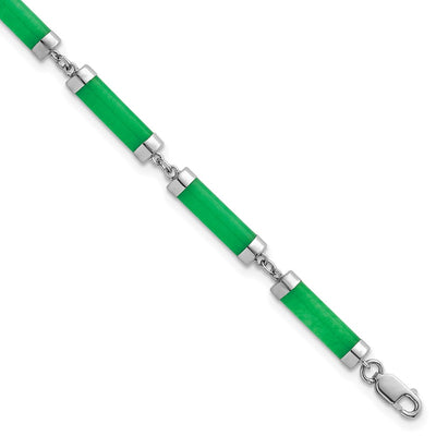 Sterling Silver Rhodium-plated Polished Jade Bars Bracelet