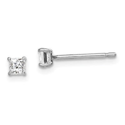 Sterling Silver Madi K Rhodium-plated Polished Square CZ Children's Stud Earrings