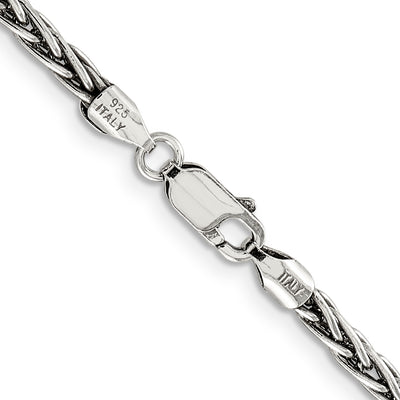 Sterling Silver Antiqued Solid Square Spiga Chain, 18 x 3.25mm