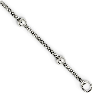 Sterling Silver Polished Beaded Necklace, 16 x 3mm
