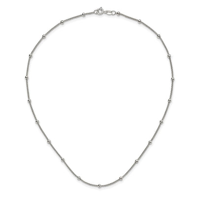 Sterling Silver Polished Beaded Necklace, 16 x 3mm