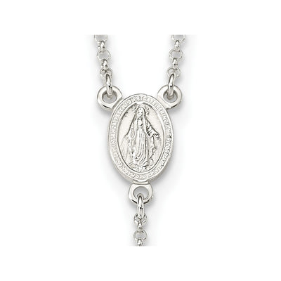 Sterling Silver Polished Tiger Eye Bead Rosary Necklace