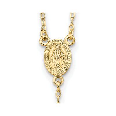 Sterling Silver Flash Gold-plated Polished Crucifix Rosary Necklace