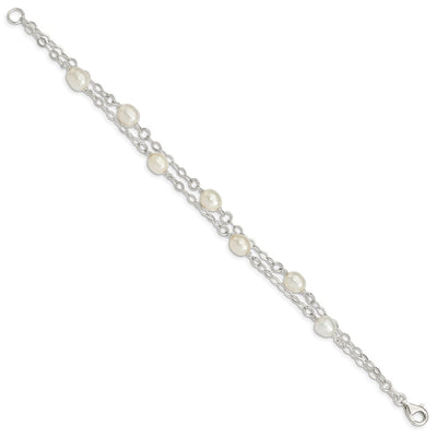 Sterling Silver White FW Cultured Pearl Bracelet