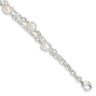 Sterling Silver White FW Cultured Pearl Bracelet