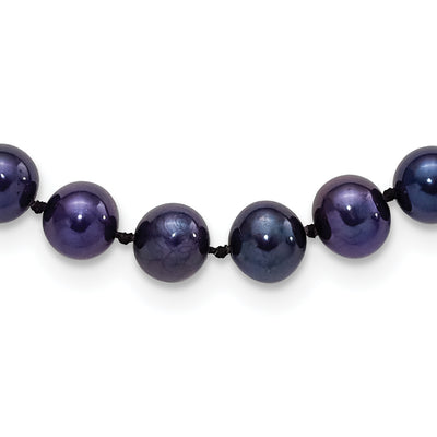Sterling Silver Rhodium-plated Black Near-Round Freshwater Cultured Pearl, 16 x 6 to 7mm