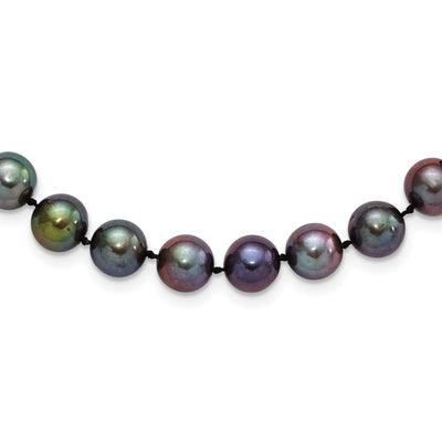 Sterling Silver Rhodium-plated Black Near-Round Freshwater Cultured Pearl, 16 x 9 to 10mm