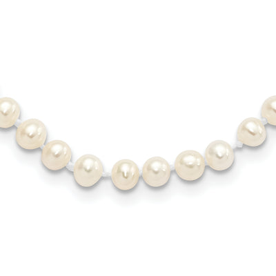 Sterling Silver Rhodium-plated White Near-Round Freshwater Cultured Pearl, 16 x 4 to 5mm