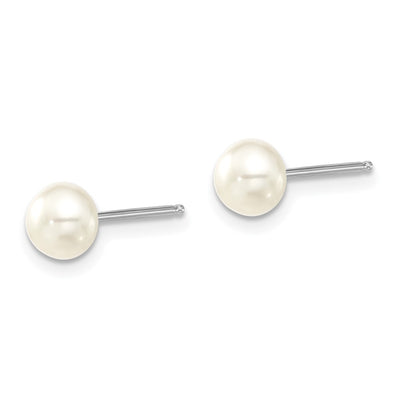 Sterling Silver Rhodium-plated White Teardrop Freshwater Cultured Pearl Necklace and Button Post Earrings Set