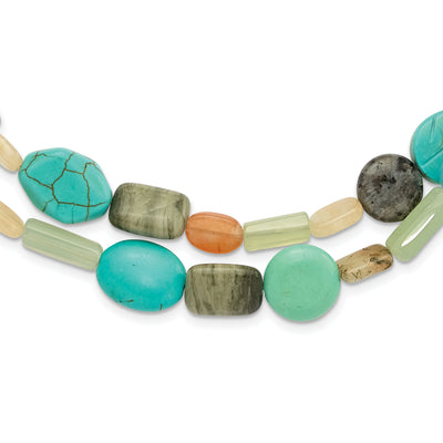 Sterling Silver Multi Stone 2-Strand 8in w/1in ext Necklace