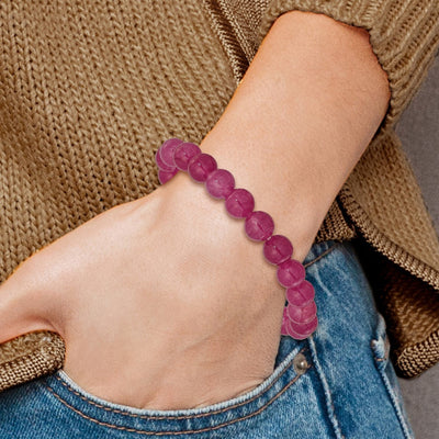 Strawberry Quartz Beaded Stretch Bracelet