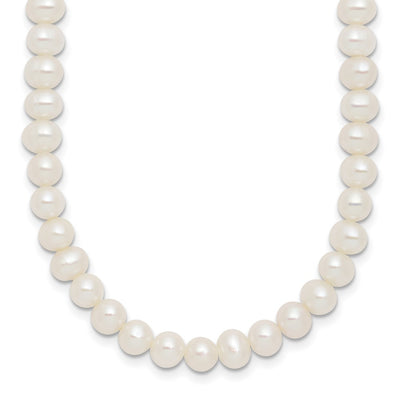 Sterling Silver Rhodium-plated Semi-Round White Freshwater Cultured Pearl with Extender Choker