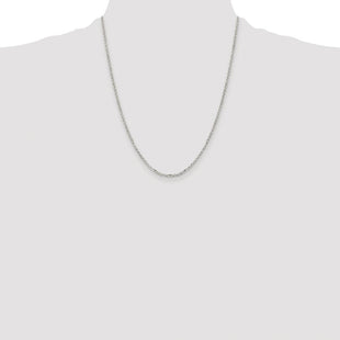 Sterling Silver Rhodium-plated Diamond-cut Cable Chain (Style QHC035R-22)