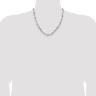Sterling Silver Hammered Figaro Chain (Style QHF120-20)