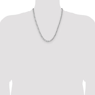 Sterling Silver Hammered Figaro Chain (Style QHF120-22)