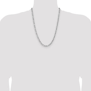 Sterling Silver Hammered Figaro Chain (Style QHF120-24)