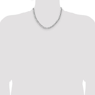 Sterling Silver Hammered Figaro Chain (Style QHF150-18)